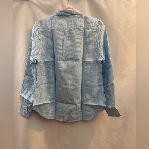 Untuckit Sherry Long Sleeve Button Down Shirt Blue & White Stripe - Picture 2 of 8